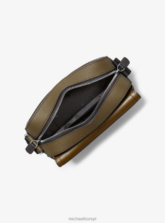 Skórzana torba listonoszka Hudson z blokami kolorów kobiety Michael Kors Oliwa LHN661002 Akcesoria