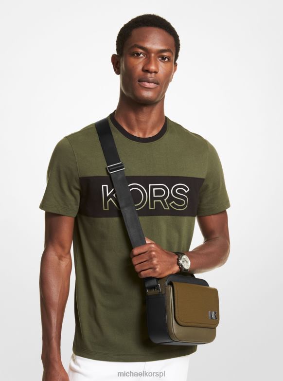 Skórzana torba listonoszka Hudson z blokami kolorów kobiety Michael Kors Oliwa LHN661002 Akcesoria