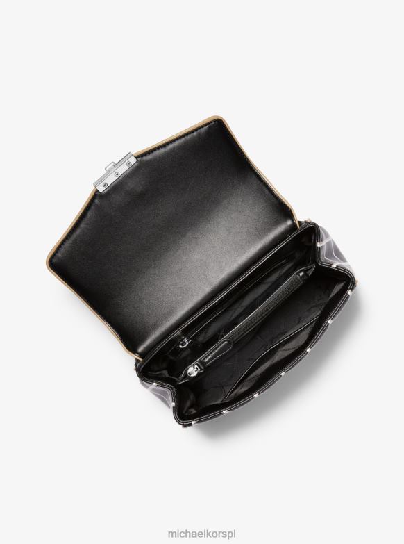 Soho duża pikowana torba na ramię ze sztucznej skóry z kontrastowym wykończeniem kobiety Michael Kors czarny/kamelowy LHN66827 Akcesoria