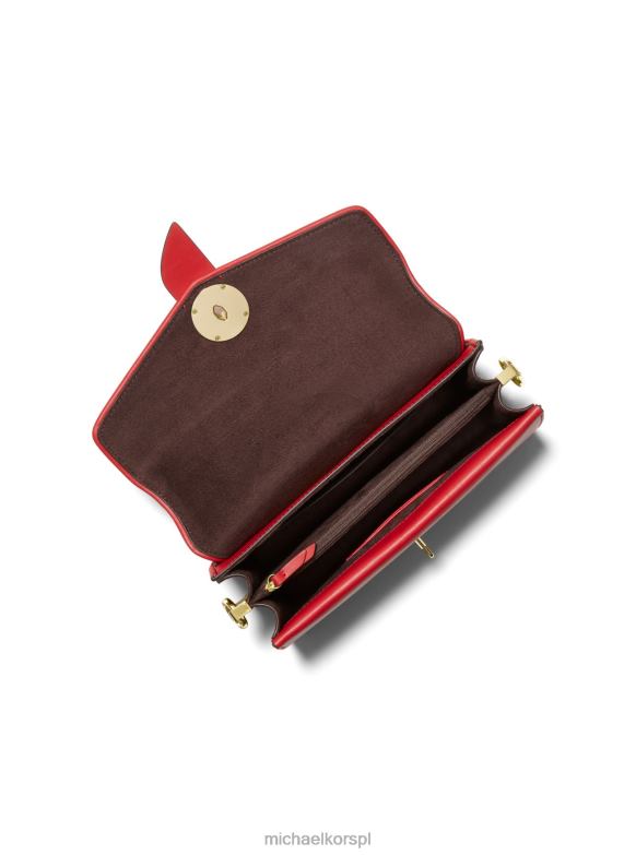 Torebka na ramię Greenwich ze skóry saffiano średniej wielkości kobiety Michael Kors karmazynowy LHN66921 Akcesoria