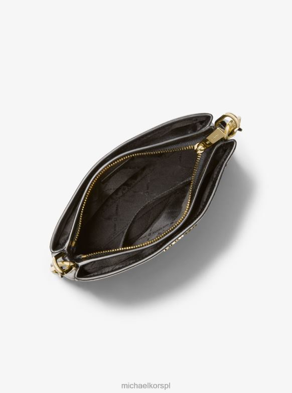 Torebka na ramię Trisha ze średniej wielkości kamienistej skóry kobiety Michael Kors czarny LHN66772 Akcesoria