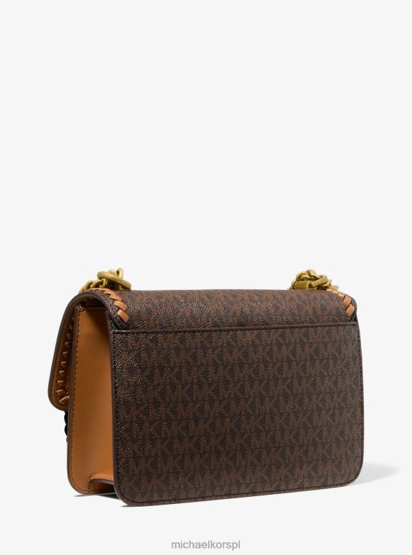 Wrzosowa duża torba na ramię z logo kobiety Michael Kors brn/żołądź LHN66894 Akcesoria