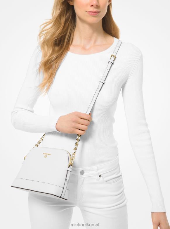 duża torba na ramię ze skóry saffiano kobiety Michael Kors optyczna biel LHN661015 Akcesoria