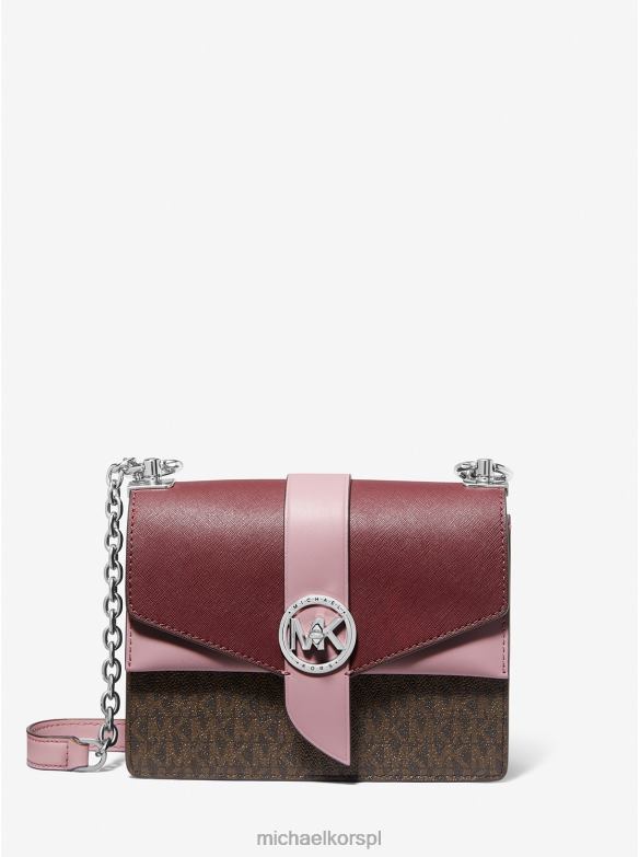 małe dwukolorowe logo Greenwich i torba na ramię ze skóry saffiano kobiety Michael Kors ryl pnk mlt LHN661003 Akcesoria