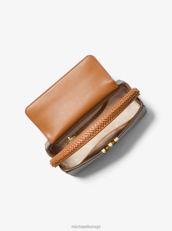 Średnia torebka z logo Karlie kobiety Michael Kors brn/żołądź LHN66961 Akcesoria