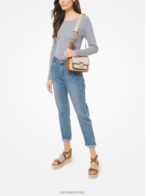 Średnie logo Bradshaw i skórzana torba listonoszka kobiety Michael Kors wanilia/żołądź LHN66969 Akcesoria