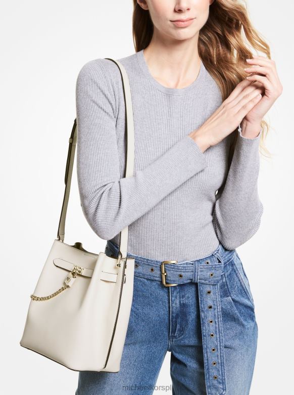 Średniej wielkości skórzana torba Hamilton Legacy kobiety Michael Kors To krem LHN66684 Akcesoria