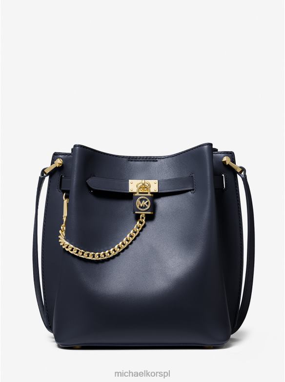 Średniej wielkości skórzana torba Hamilton Legacy kobiety Michael Kors marynarka wojenna LHN66687 Akcesoria