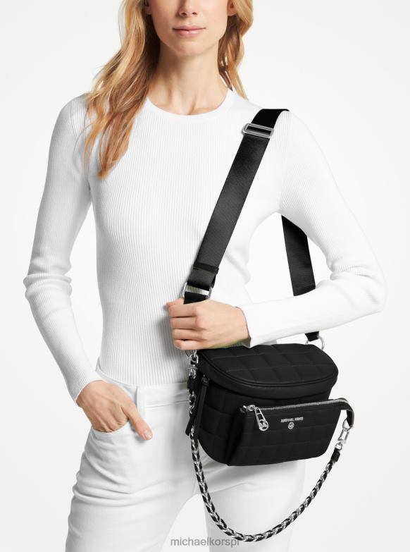 slater średniej wielkości pikowana skórzana chusta do noszenia kobiety Michael Kors czarny LHN66886 Akcesoria