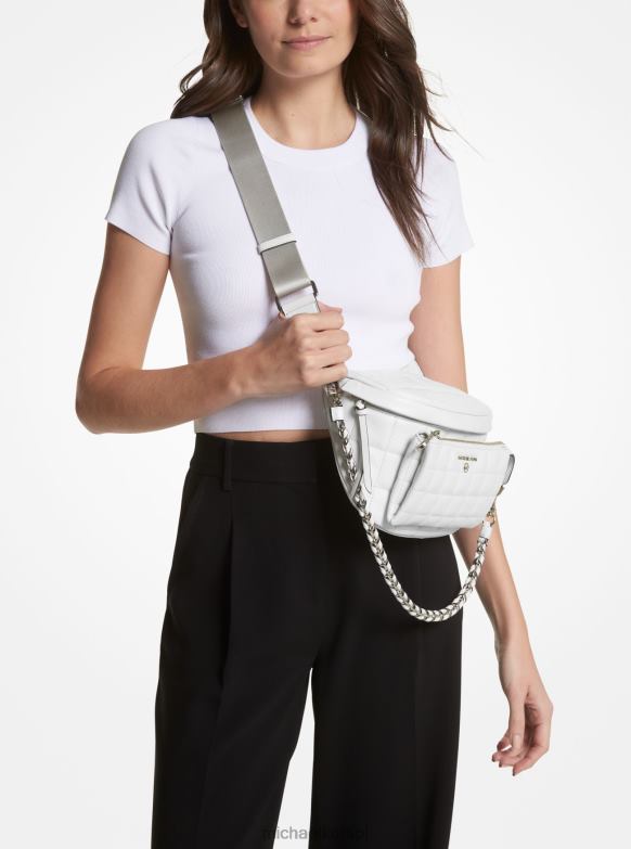 slater średniej wielkości pikowana skórzana chusta do noszenia kobiety Michael Kors optyczna biel LHN66884 Akcesoria