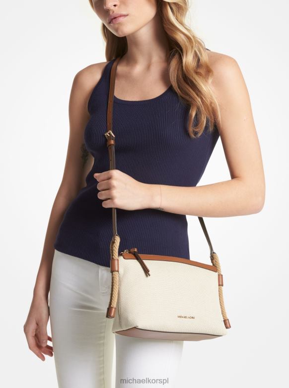 talia średnia torba na ramię z bawełnianego płótna kobiety Michael Kors naturalny/bagaż LHN66859 Akcesoria