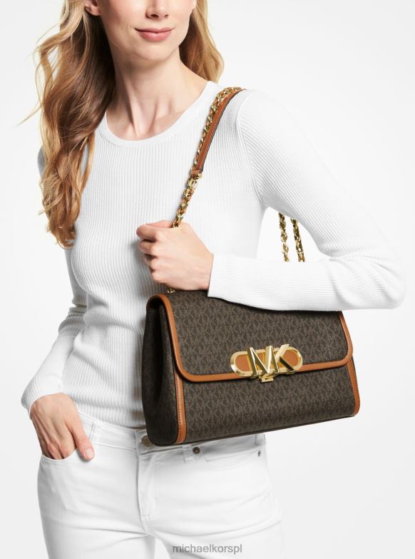 Bardzo duża torba na ramię z logo Parker kobiety Michael Kors brn/żołądź LHN661304 Akcesoria
