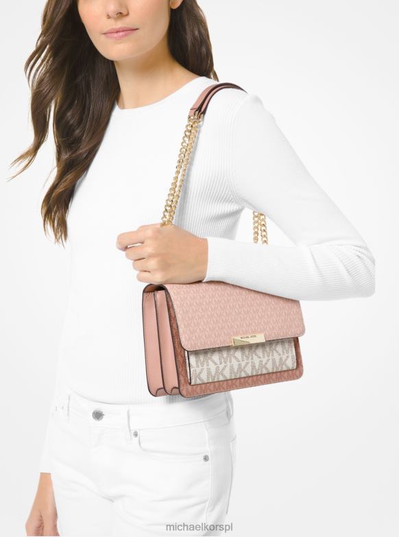 Duża, trójkolorowa torba na ramię z jadeitowego logo kobiety Michael Kors balet multi LHN661390 Akcesoria