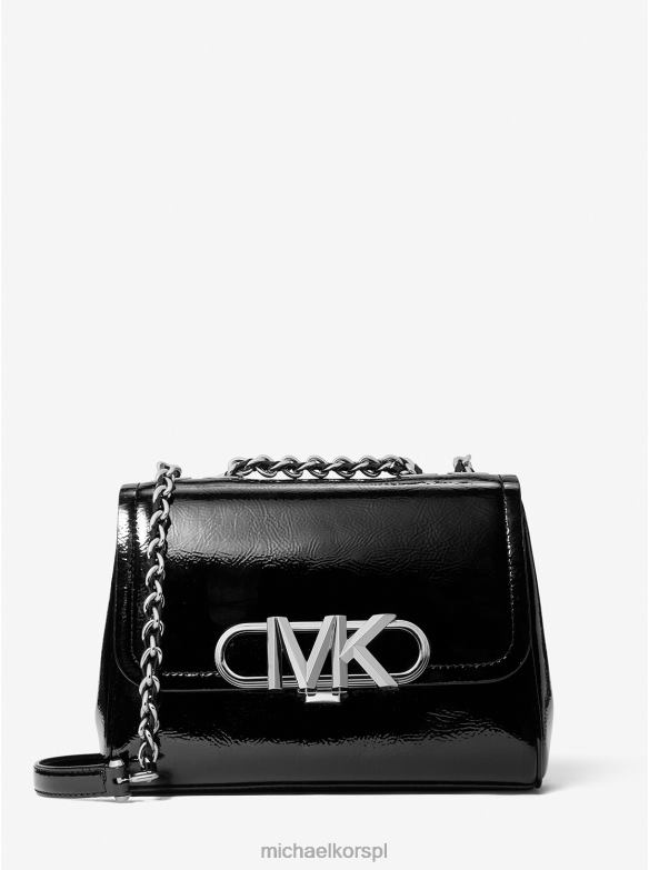 Torba na ramię Parker ze średniej marszczonej lakierowanej skóry kobiety Michael Kors czarny LHN661333 Akcesoria