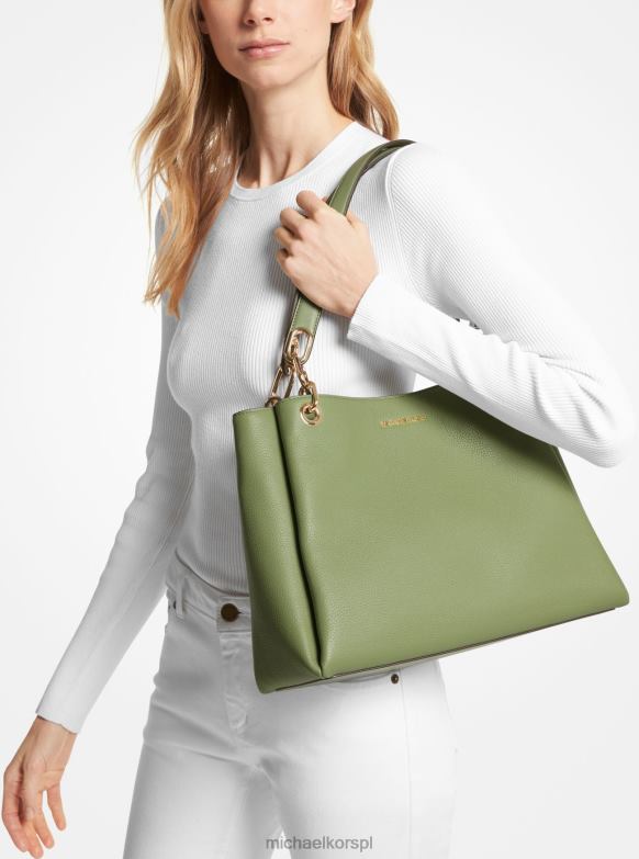 Trisha duża torebka na ramię ze skóry w kolorze kamienistej skóry kobiety Michael Kors jasna szałwia LHN661319 Akcesoria