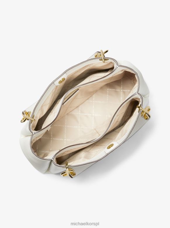 Trisha duża torebka na ramię ze skóry w kolorze kamienistej skóry kobiety Michael Kors optyczna biel LHN661318 Akcesoria