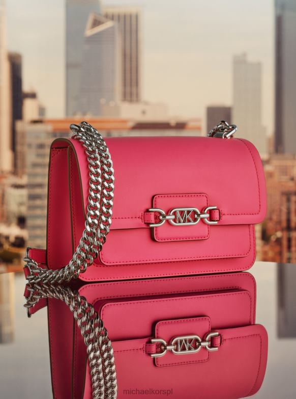 Wrzosowa duża skórzana torba na ramię kobiety Michael Kors wiśniowy LHN661310 Akcesoria