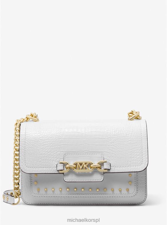 Wrzosowa, duża torba na ramię ze skóry z tłoczonym wzorem krokodyla, nabijana ćwiekami kobiety Michael Kors optyczna biel LHN661307 Akcesoria