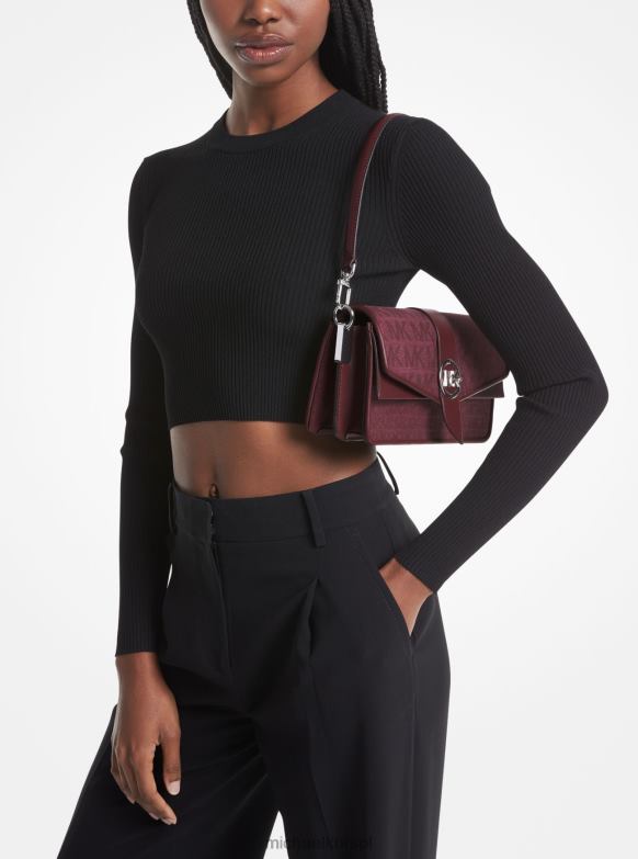 Żakardowa torba na ramię z logo Greenwich kobiety Michael Kors merlot LHN661330 Akcesoria