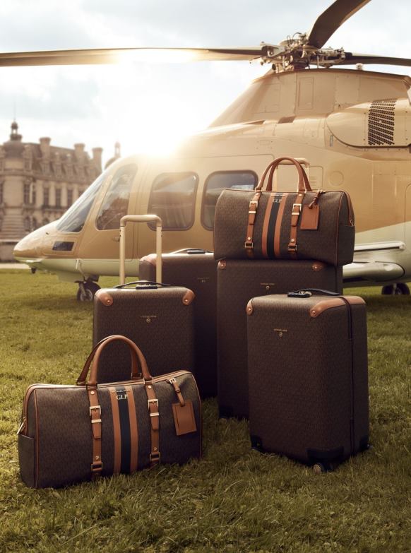 Bardzo duża torba weekendowa Bedford Travel w paski z logo kobiety Michael Kors brn/żołądź LHN661521 Akcesoria