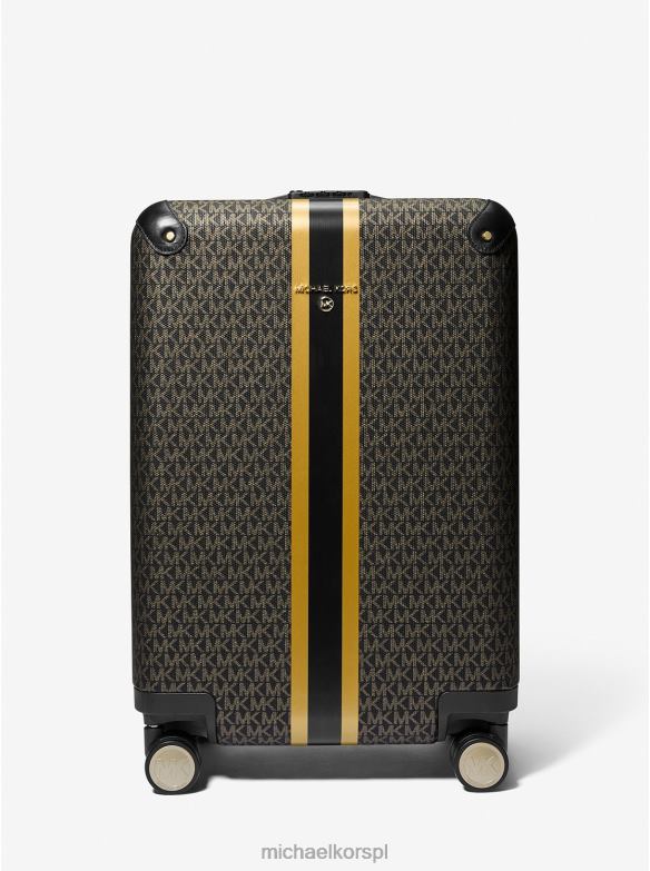 Walizka z metalowym logo w paski kobiety Michael Kors czarne złoto LHN661575 Akcesoria