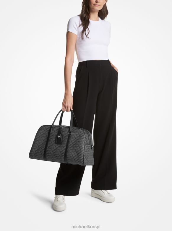 bardzo duża torba weekendowa z logo w tradycyjnym stylu kobiety Michael Kors czarny biały LHN661532 Akcesoria