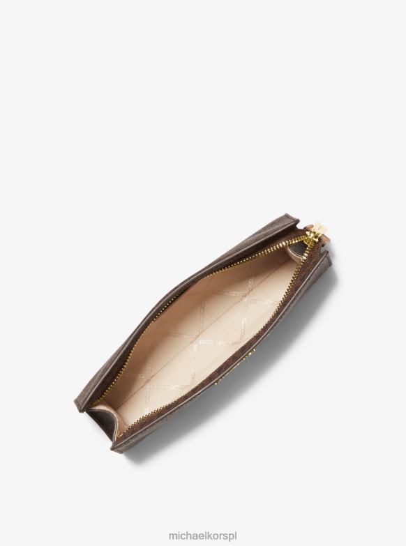 mały piórnik w paski z logo kobiety Michael Kors brn/żołądź LHN661546 Akcesoria