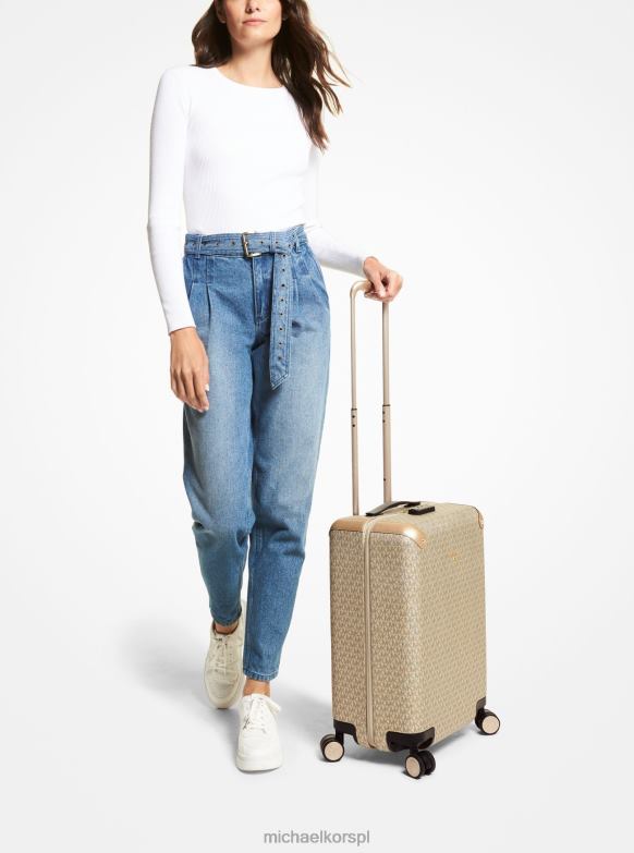 metaliczna walizka z logo kobiety Michael Kors blade złoto LHN661533 Akcesoria
