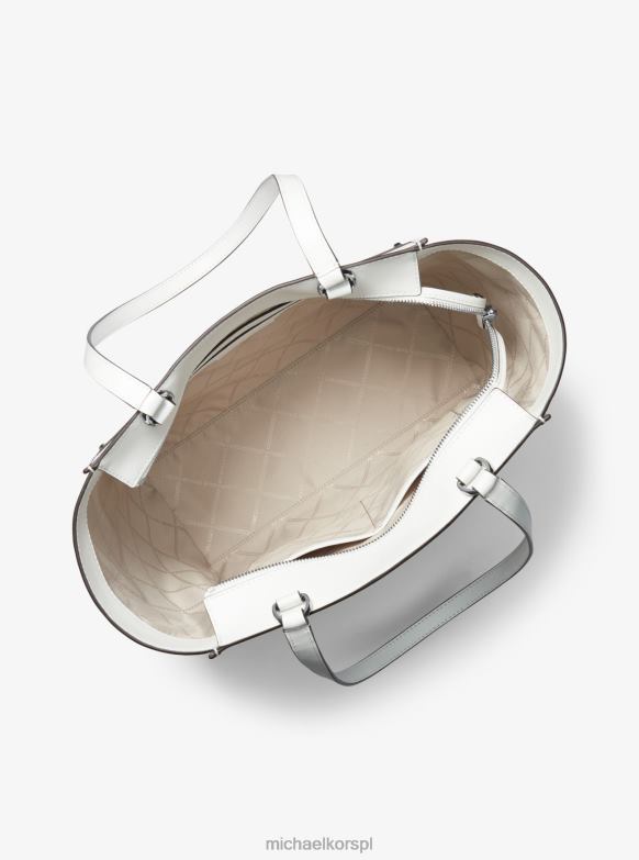 Duża, skórzana torba Harrison kobiety Michael Kors optyczna biel LHN661094 Akcesoria