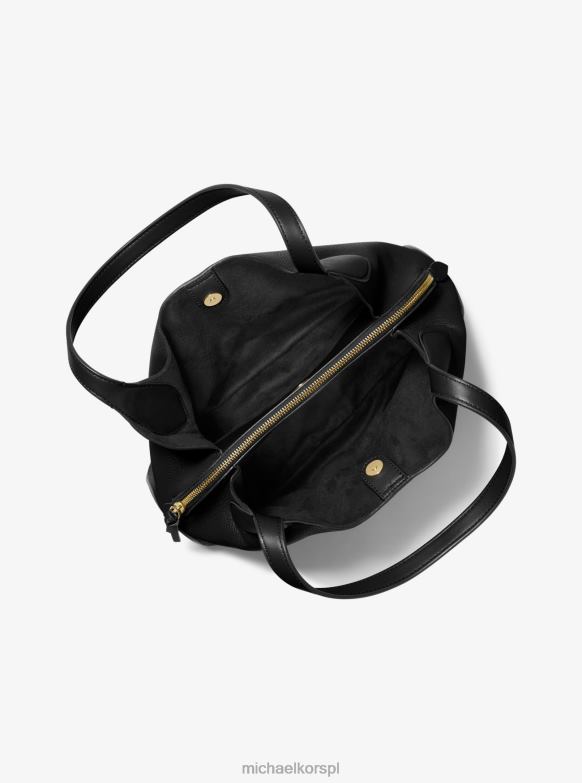 Duża torba na ramię z kamienistej skóry Kelsey kobiety Michael Kors czarny LHN661137 Akcesoria