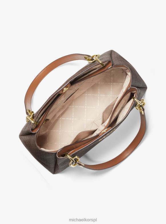 Duża torba na ramię z logo Trisha kobiety Michael Kors brązowy LHN661141 Akcesoria