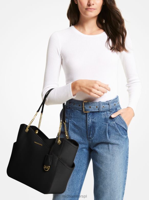 Duża torba na ramię ze skóry saffiano typu jet set kobiety Michael Kors czarny LHN661119 Akcesoria