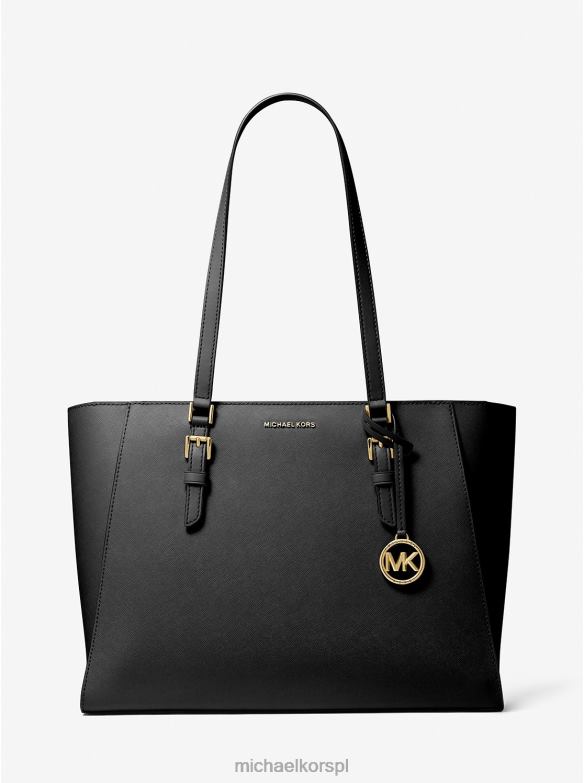 Duża torba typu shopper 2 w 1 ze skóry saffiano i logo Sally kobiety Michael Kors czarny LHN661121 Akcesoria