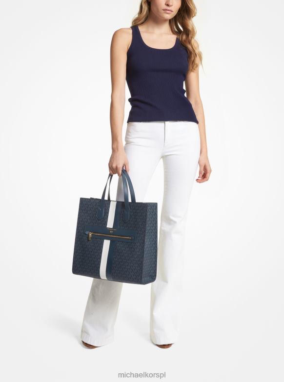 Duża torba typu shopper marki Kempner w paski z logo kobiety Michael Kors adm/plbl/opw LHN661083 Akcesoria