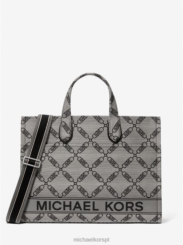 Gigantyczna, żakardowa torba typu shopper z logo imperium kobiety Michael Kors naturalny/czarny LHN661155 Akcesoria