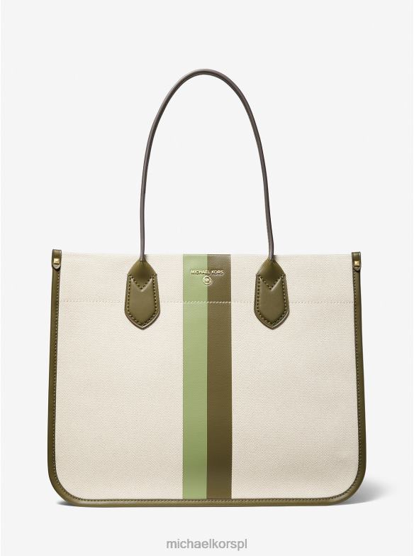 Heidi płócienna torba typu Tote w duże paski kobiety Michael Kors kombinacja oliwkowa LHN661184 Akcesoria