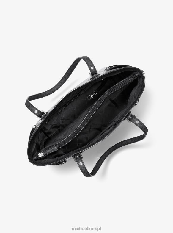 Mała torba typu shopper voyager z wytłaczanej lakierowanej skóry i logo kobiety Michael Kors wrzosowy szary LHN661153 Akcesoria