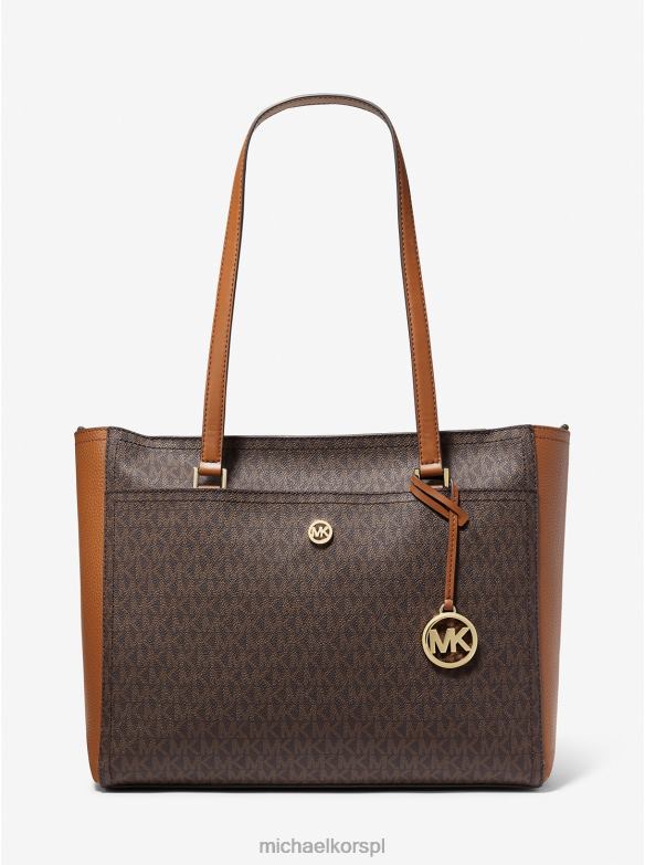 Maisie Duża torba materiałowa 3 w 1 z logo kobiety Michael Kors brązowy LHN661116 Akcesoria