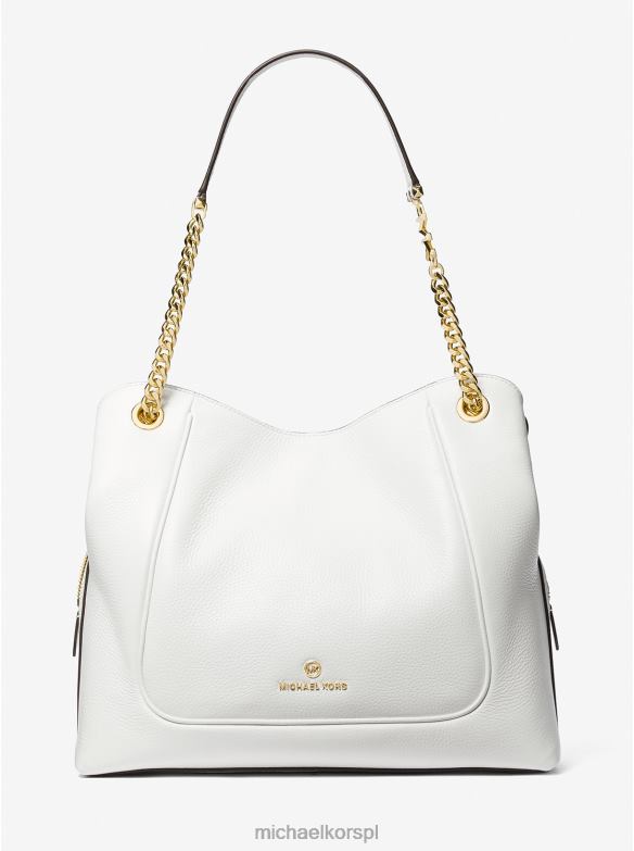 Piper duża torba na ramię ze skóry w kolorze kamienistej skóry kobiety Michael Kors optyczna biel LHN661068 Akcesoria