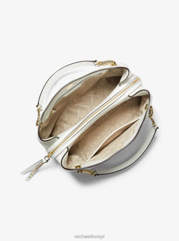 Piper duża torba na ramię ze skóry w kolorze kamienistej skóry kobiety Michael Kors optyczna biel LHN661068 Akcesoria