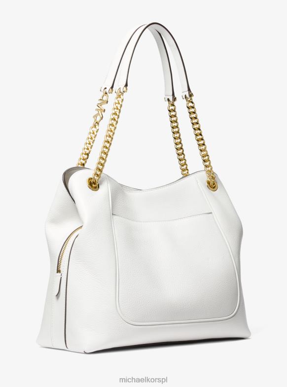 Piper duża torba na ramię ze skóry w kolorze kamienistej skóry kobiety Michael Kors optyczna biel LHN661068 Akcesoria