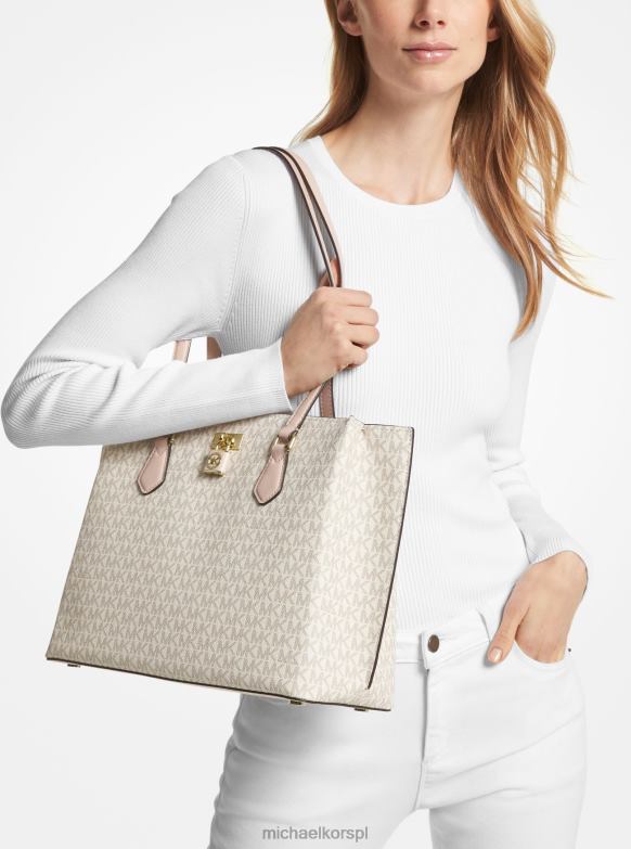 Rubinowa duża torba z logo kobiety Michael Kors waniliowy/delikatny róż LHN661157 Akcesoria