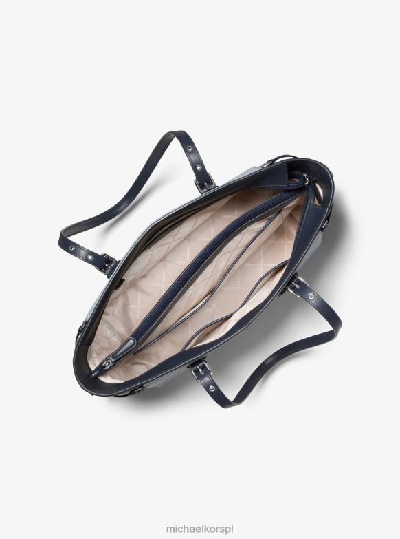 Voyager średnia dwukolorowa torba z logo kobiety Michael Kors chambray/granatowy LHN661192 Akcesoria