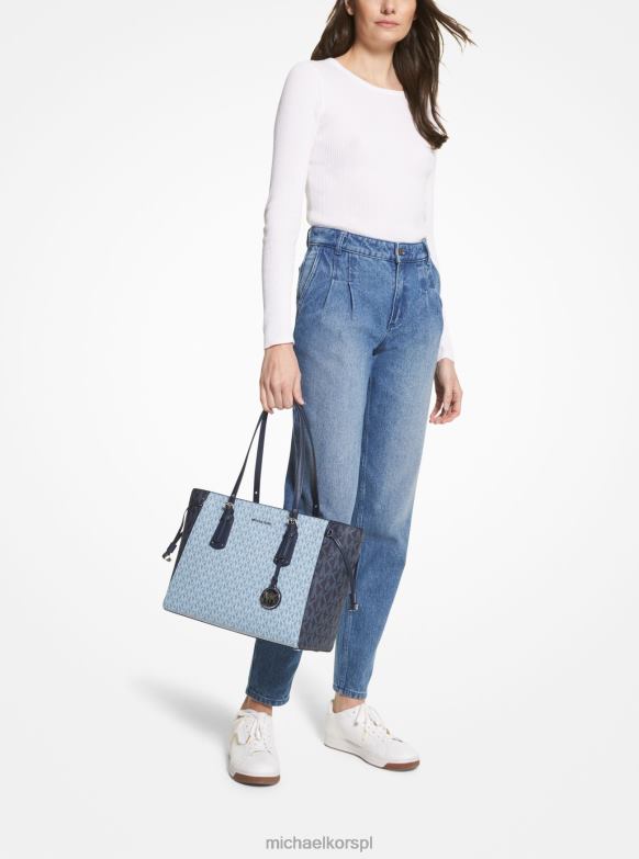 Voyager średnia dwukolorowa torba z logo kobiety Michael Kors chambray/granatowy LHN661192 Akcesoria