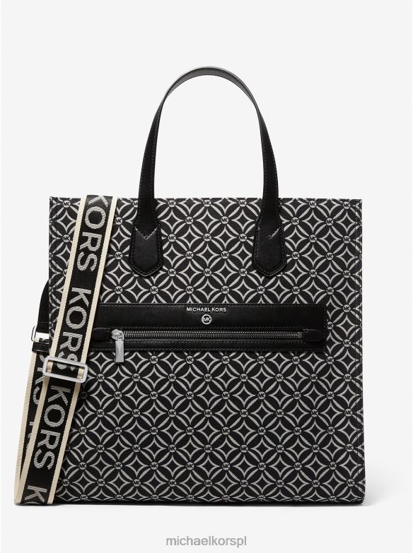 Żakardowa torba typu Tote Kempner z dużym logo kobiety Michael Kors czarny/jasnokremowy LHN661088 Akcesoria