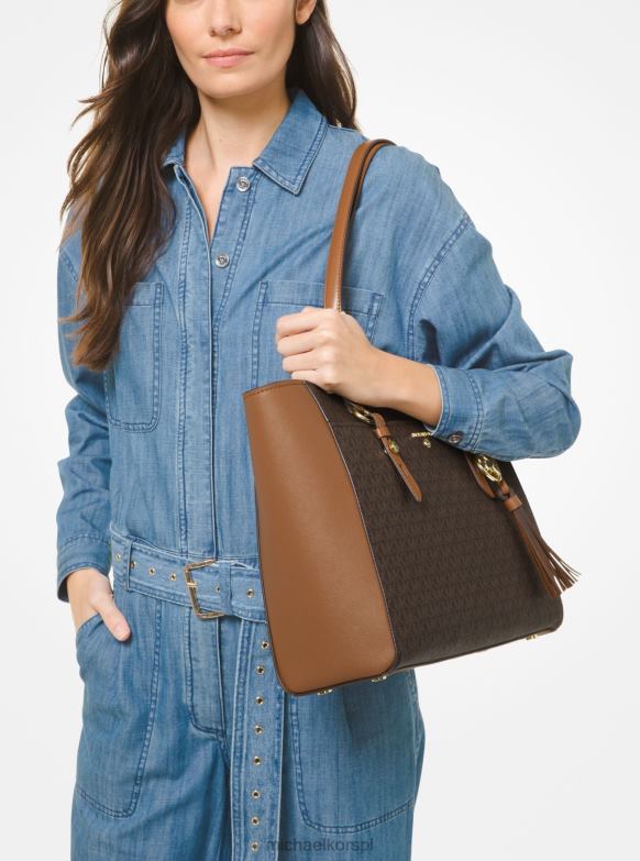 duże logo Sullivan i skórzana torba kobiety Michael Kors brn/żołądź LHN661187 Akcesoria