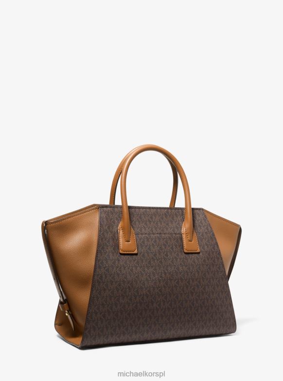 Duża torba z logo Avril, zapinana na zamek błyskawiczny kobiety Michael Kors brn/żołądź LHN661491 Akcesoria