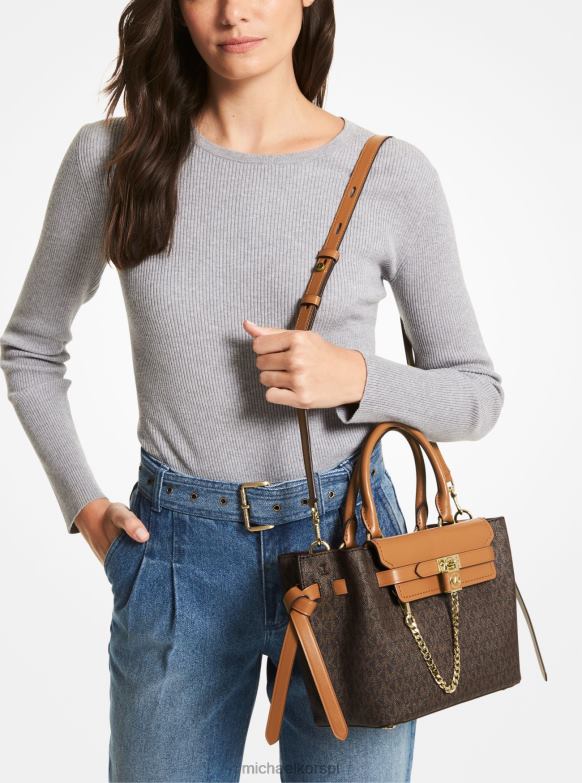 Mała torba z paskiem i logo Hamilton Legacy kobiety Michael Kors brn/żołądź LHN661471 Akcesoria