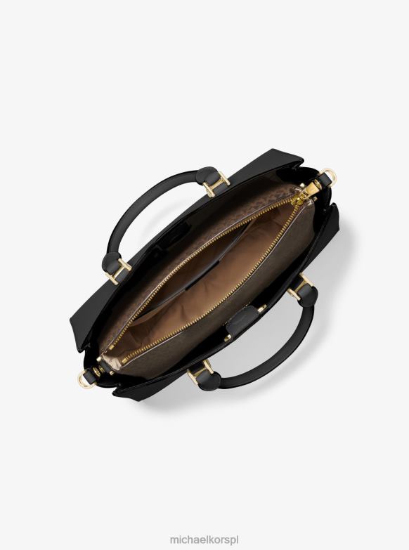 Średnia torebka Sally 2 w 1 ze skóry saffiano i logo kobiety Michael Kors czarny LHN661434 Akcesoria