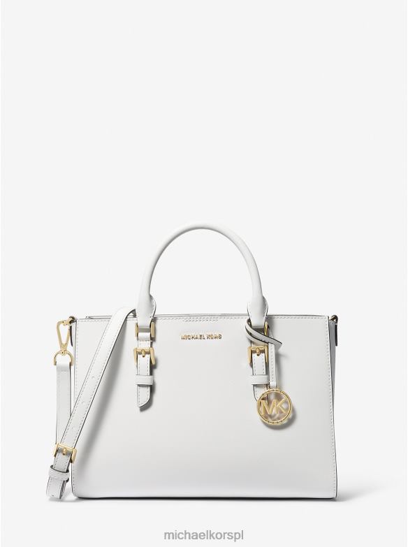 Średnia torebka Sally 2 w 1 ze skóry saffiano i logo kobiety Michael Kors optyczna biel LHN661431 Akcesoria